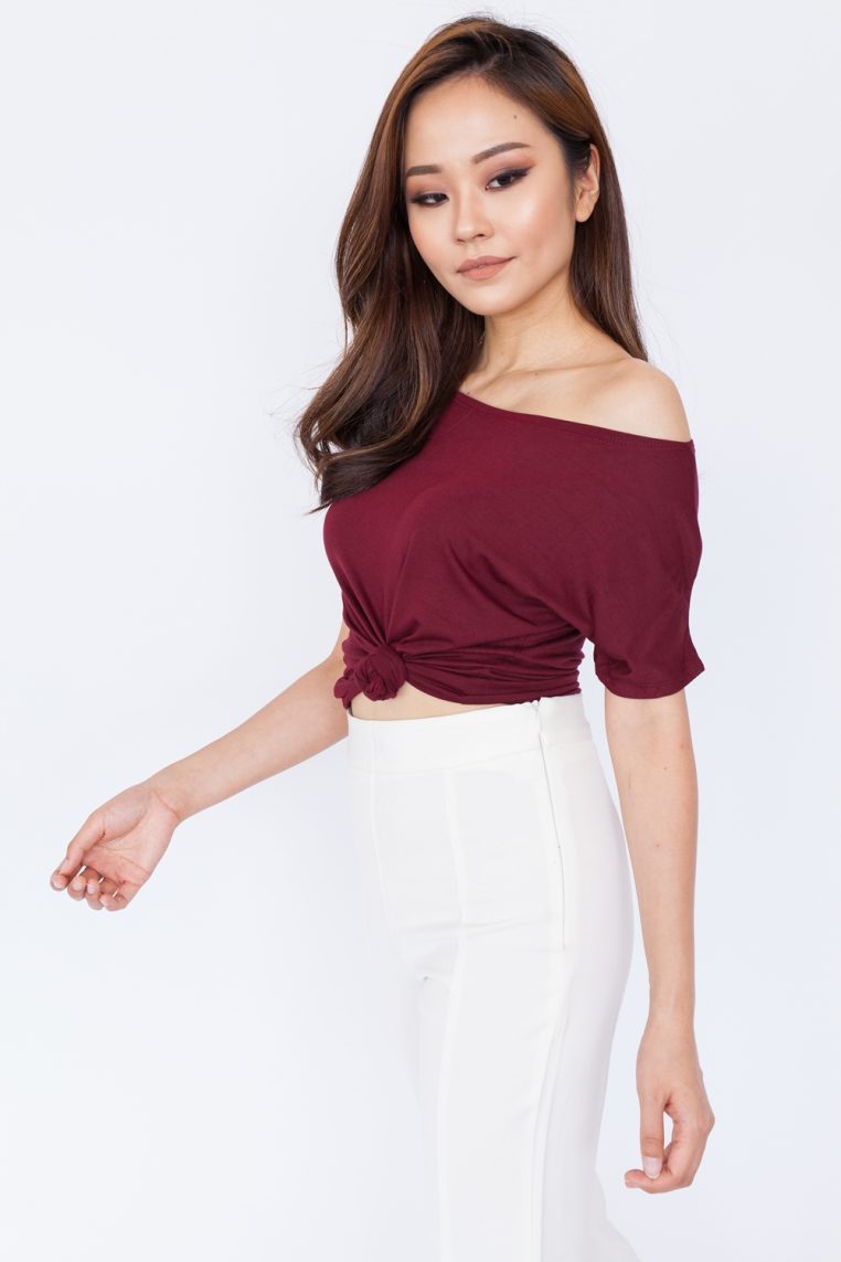 Oversized Casual Tee - Maroon