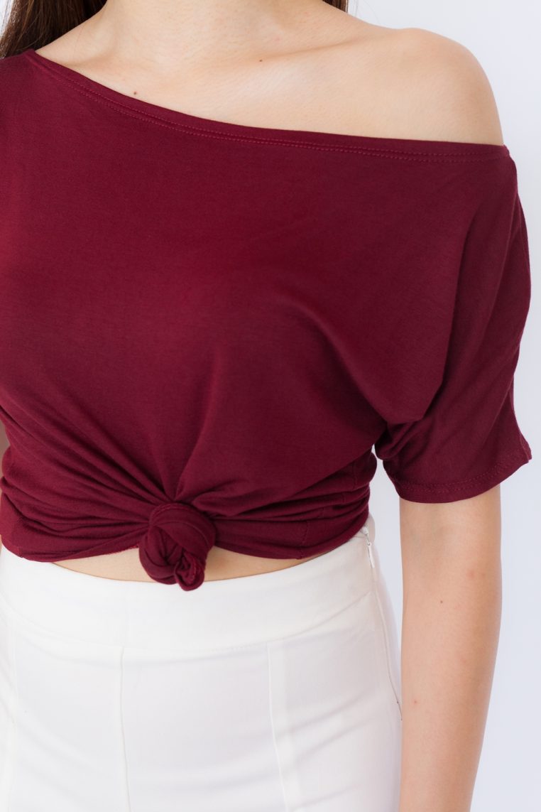 Oversized Casual Tee - Maroon