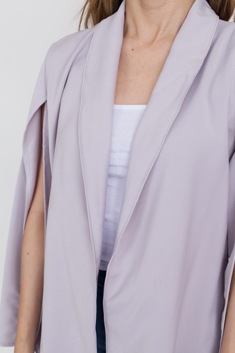 Cape Slit Sleeve Jacket - Grey - Image 4