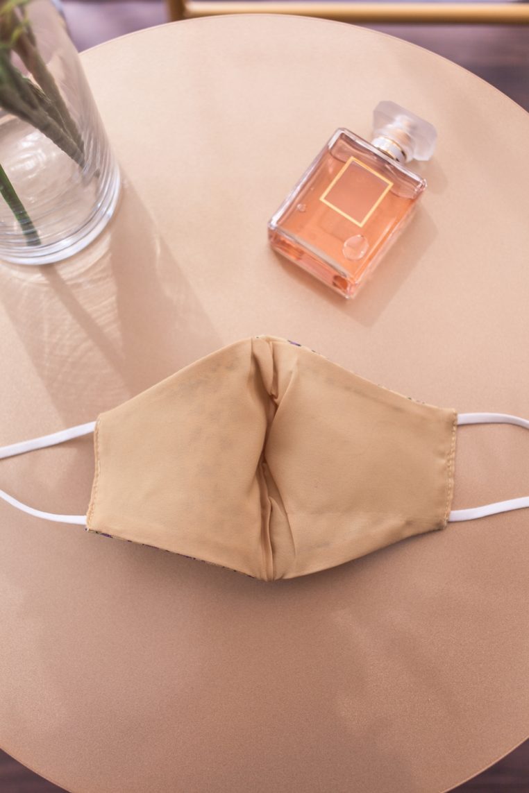 Rose Print Face Mask - Yellow - Image 3