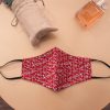 Red Rose Print Face Mask - Brown