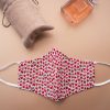 Red Rose Print Face Mask - Cream