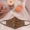 Dark Floral Print Face Mask - Green