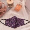 Dark Floral Print Face Mask - Purple