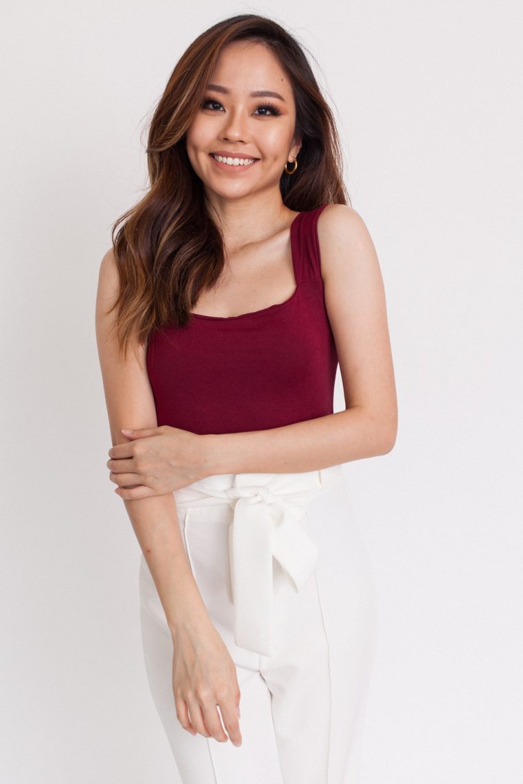 Straight Cut Basic Tank - Maroon - Image 3