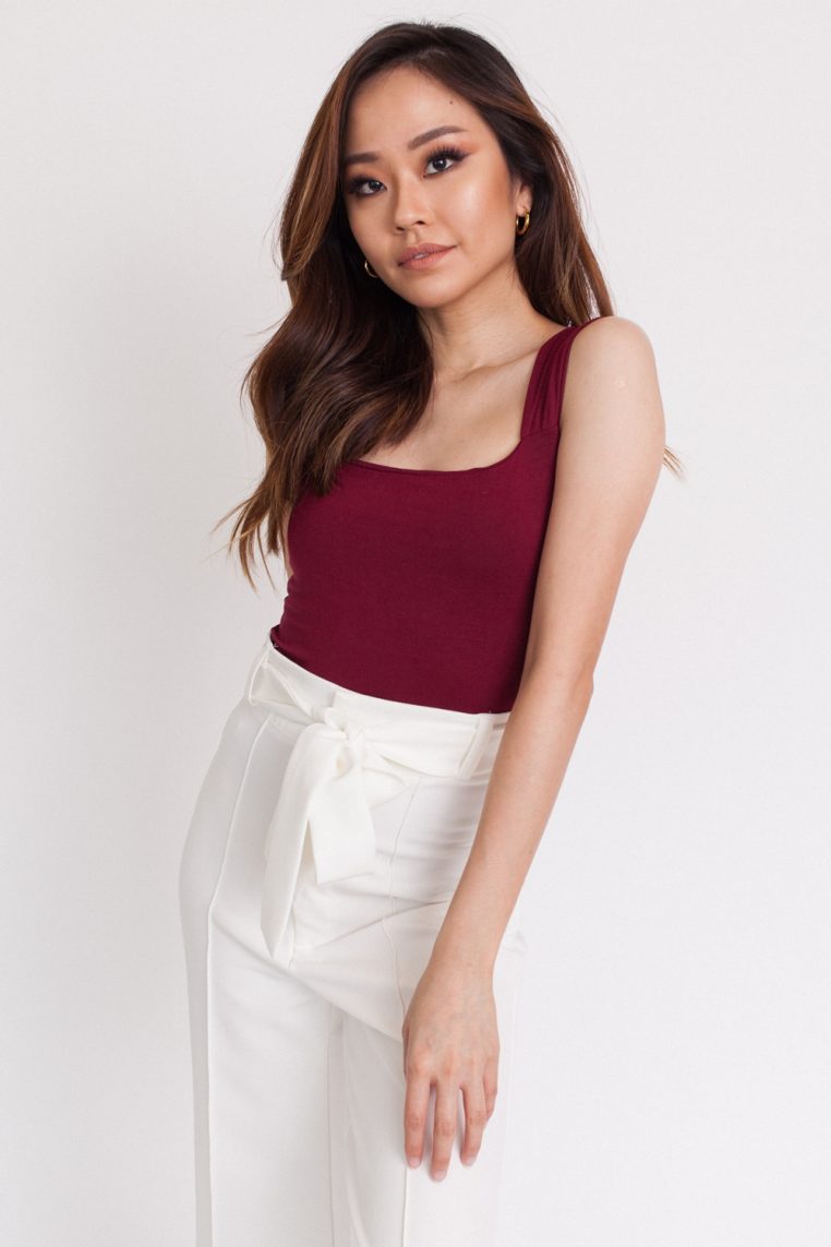 Straight Cut Basic Tank - Maroon - Image 4