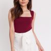 Straight Cut Basic Tank - Maroon