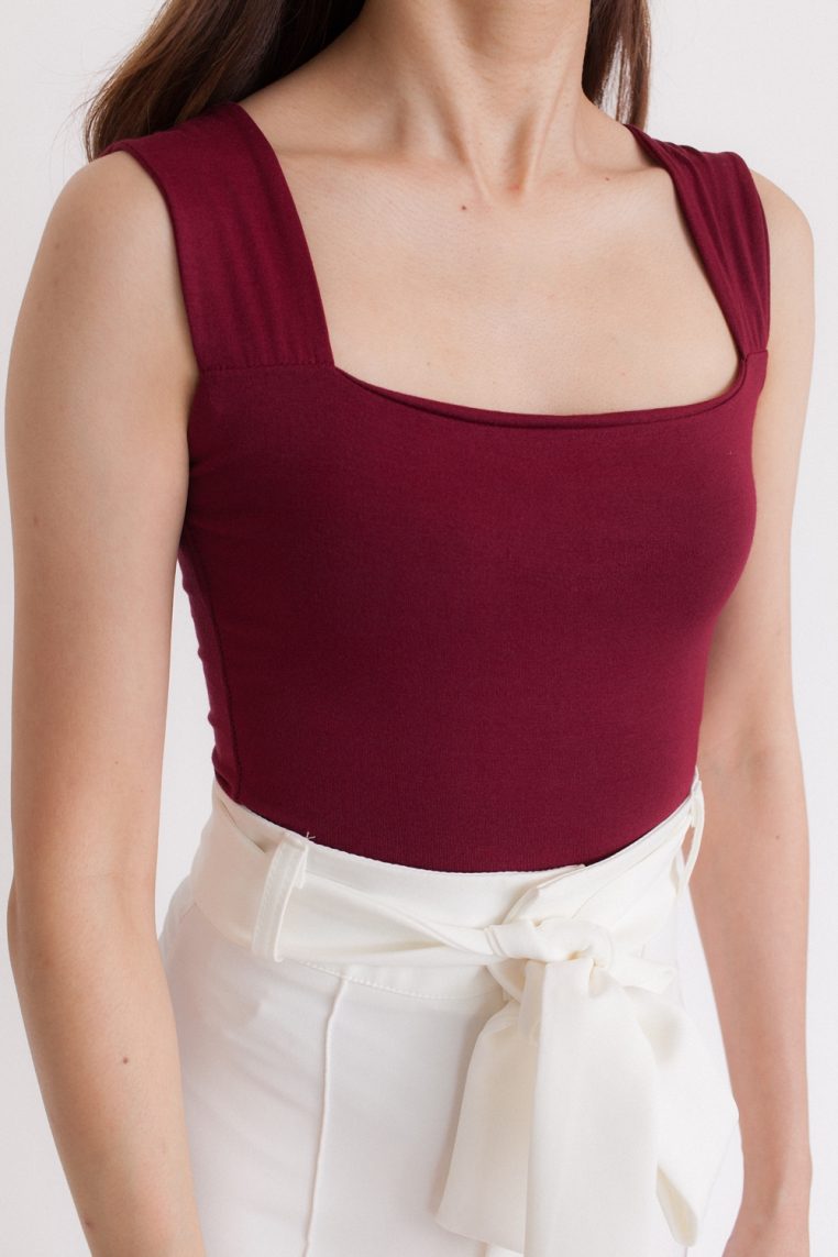 Straight Cut Basic Tank - Maroon - Image 6