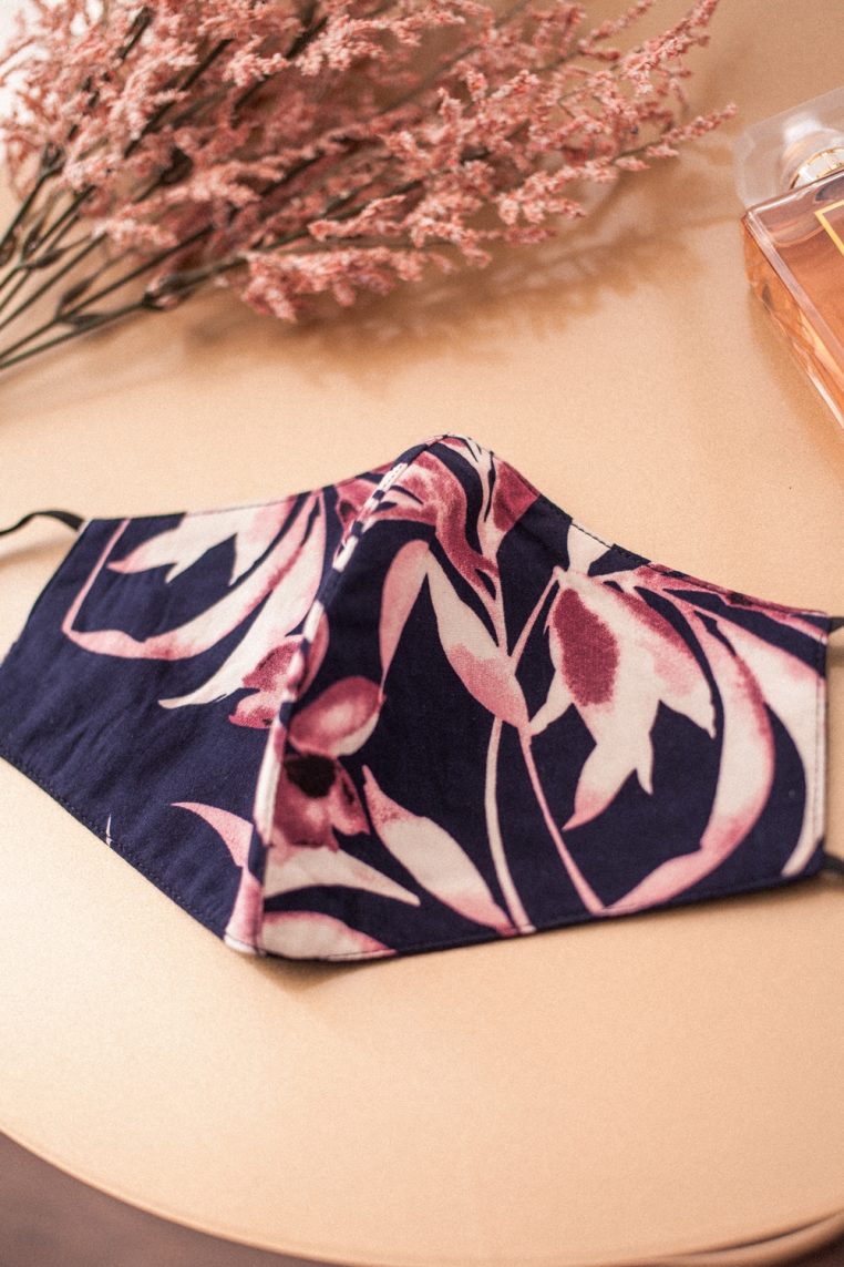Mauve Leaf Print Face Mask - Image 6