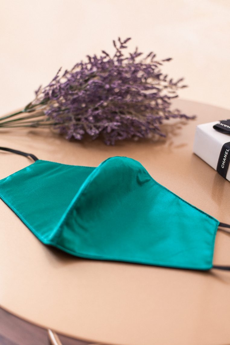 Satin Face Mask – Emerald Green - Image 3