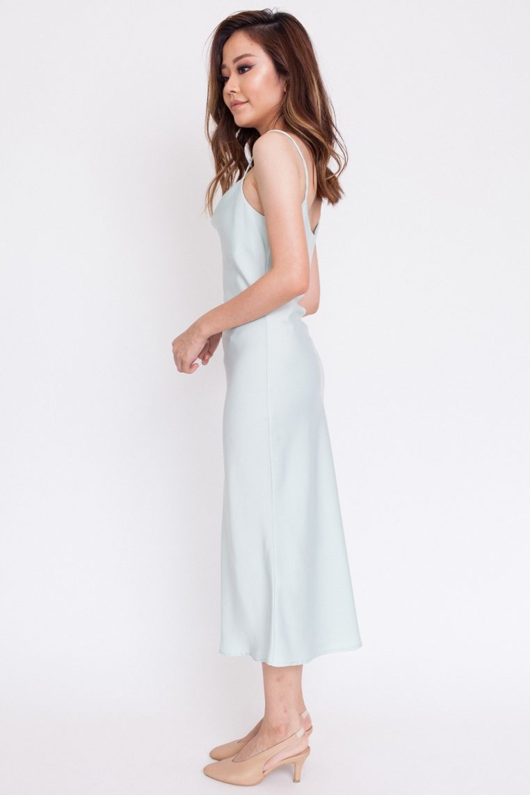Satin Cowl Neck Dress – Mint - Image 5
