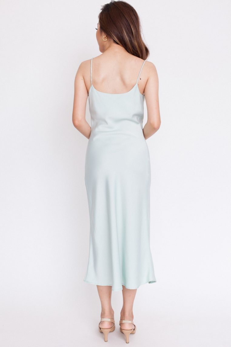 Satin Cowl Neck Dress – Mint - Image 6