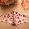 Poppy Print Face Mask - Peach