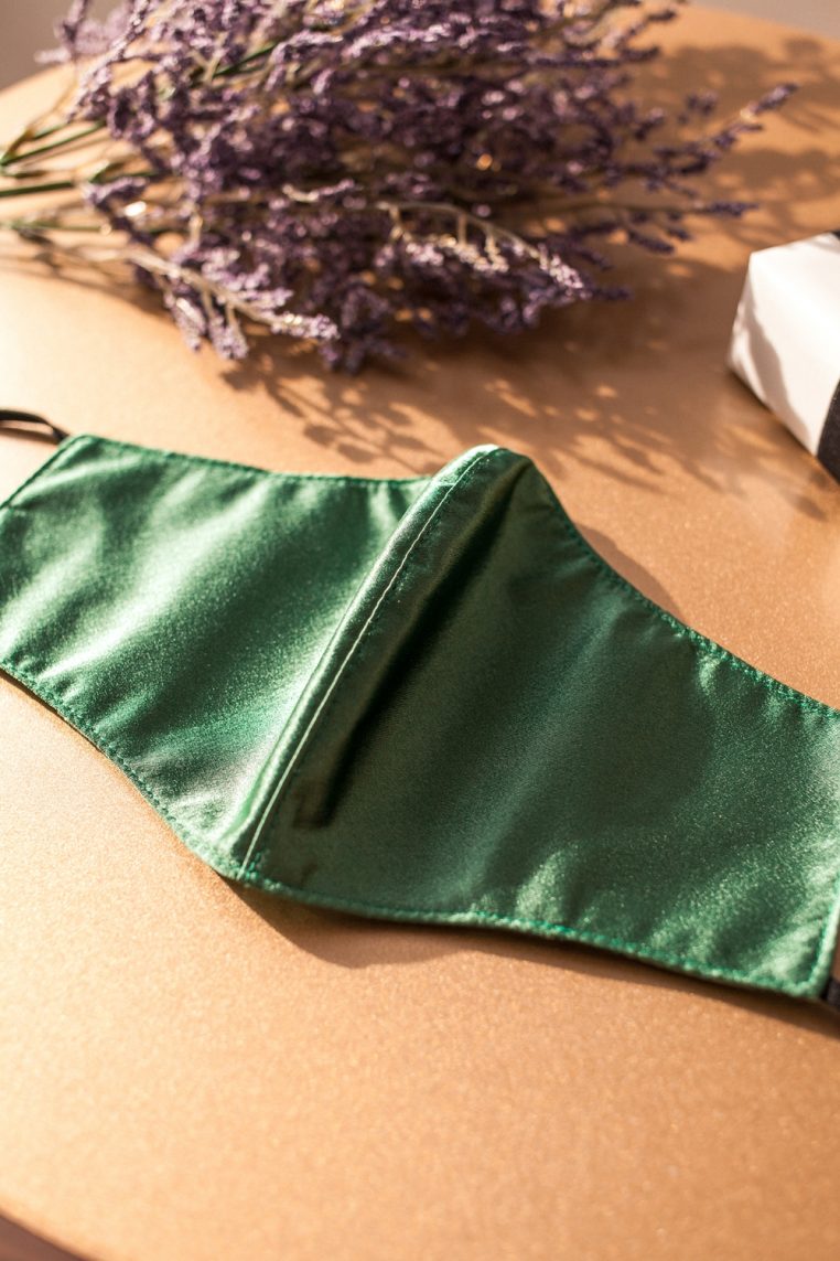 Charmeuse Satin Face Mask - Juniper Green - Image 4