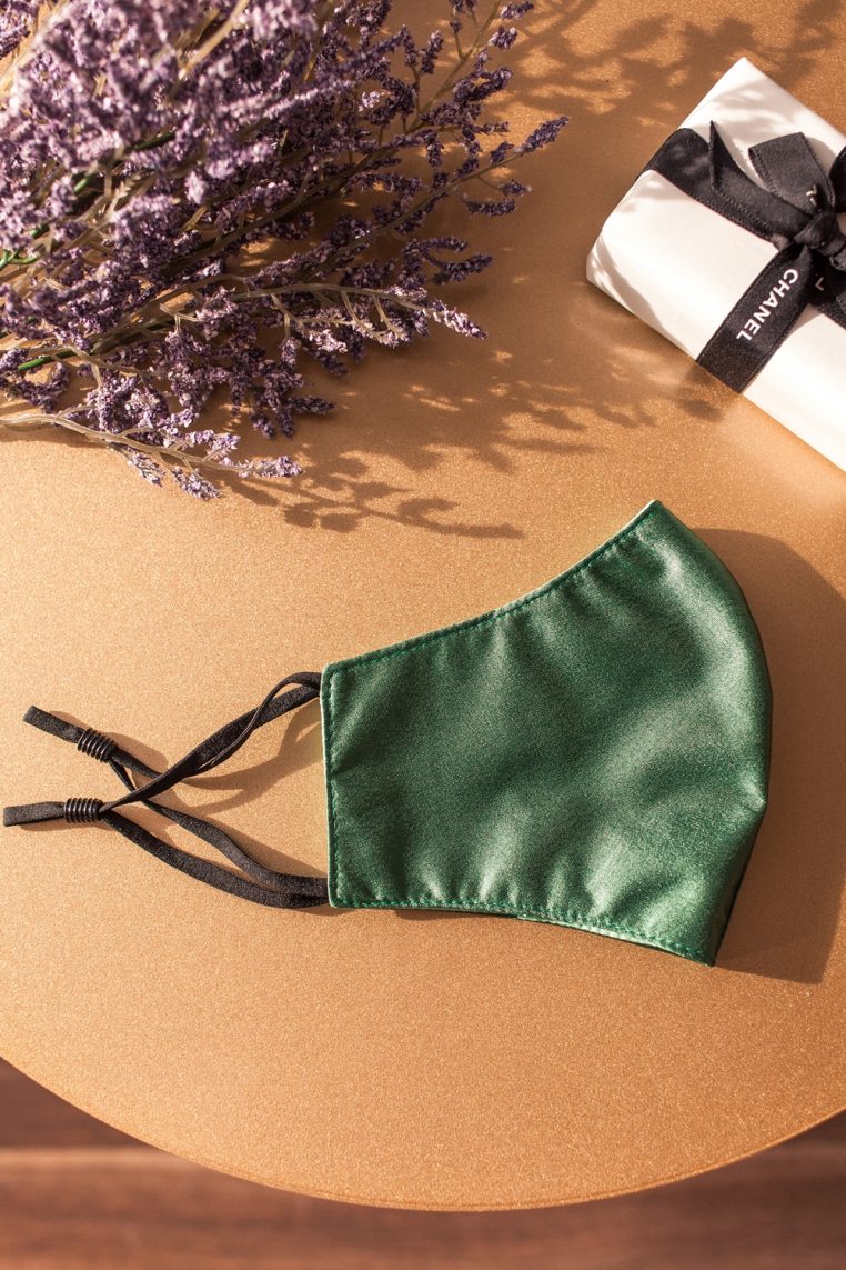 Charmeuse Satin Face Mask - Juniper Green - Image 5