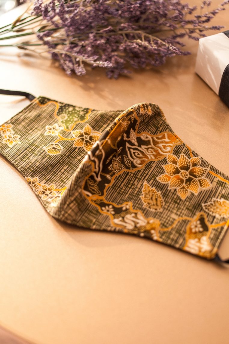 Batik Print Face Mask - Green Yellow - Image 3