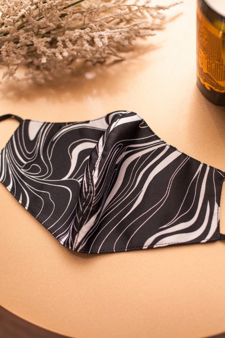 Monochrome Print Face Mask – Abstract Art - Image 3
