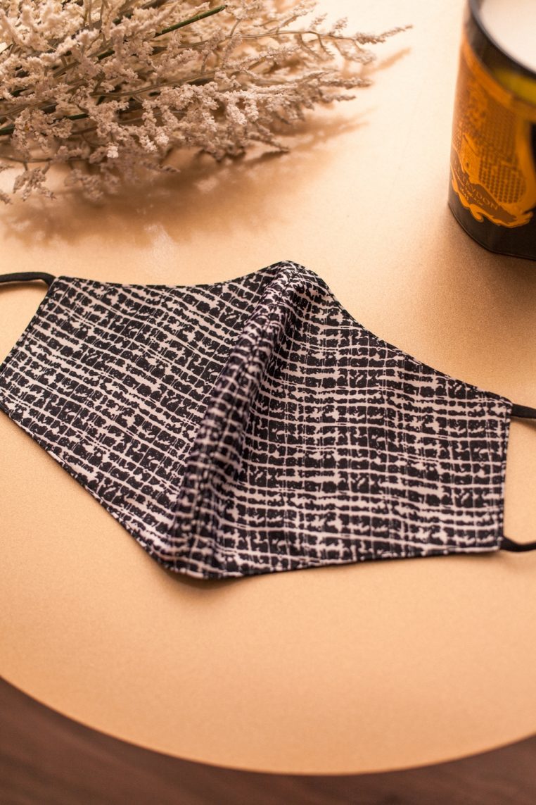 Monochrome Print Face Mask – Tweed - Image 4