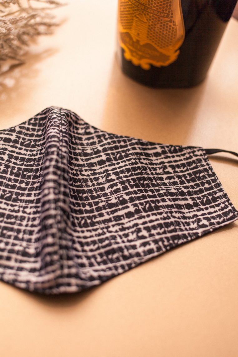 Monochrome Print Face Mask – Tweed - Image 5