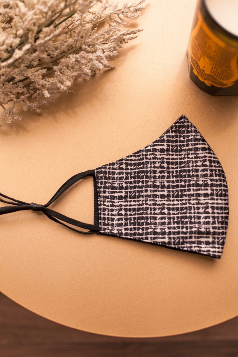 Monochrome Print Face Mask – Tweed - Image 6