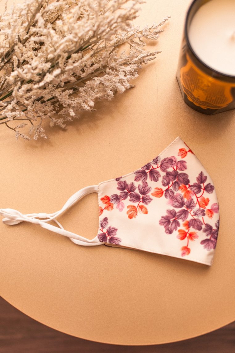 Blossom Print Face Mask – Cream - Image 6