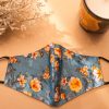 Cosmo Floral Print Face Mask - Denim Blue