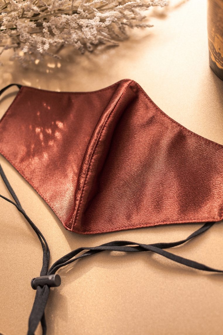 Head Loop Charmeuse Satin Face Mask - Brick Bronze - Image 3