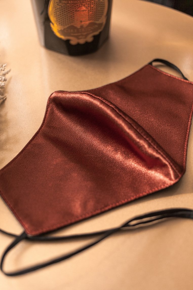 Head Loop Charmeuse Satin Face Mask - Brick Bronze - Image 4