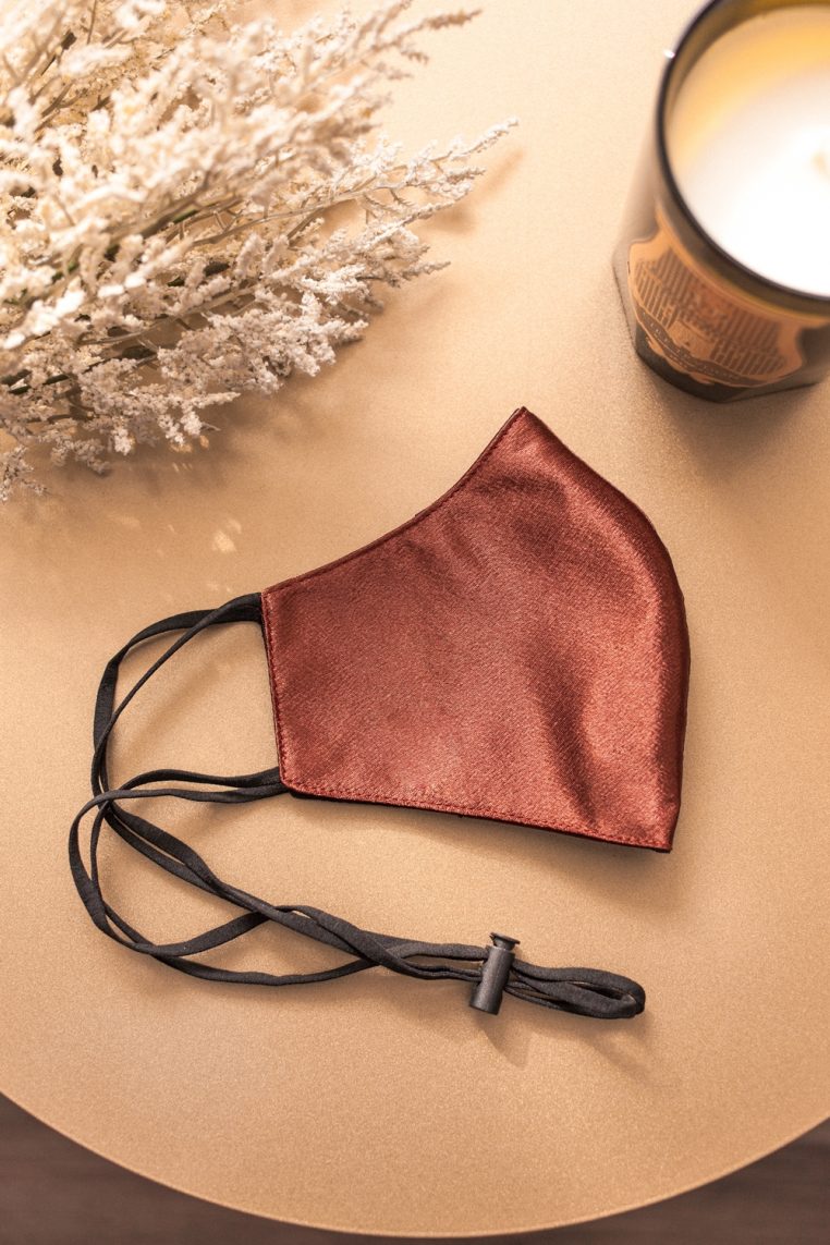 Head Loop Charmeuse Satin Face Mask - Brick Bronze - Image 5