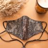 Head Loop Lace Print Face Mask - Black