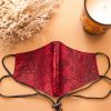Head Loop Lace Print Face Mask - Red