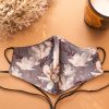 Head Loop Magnolia Print Face Mask - Grey