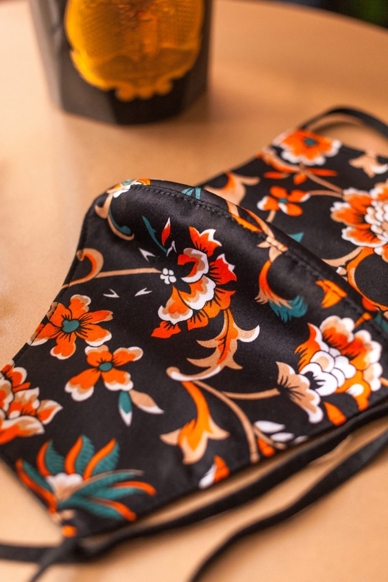 Head Loop Pop Art Floral Print Face Mask - Orange - Image 5