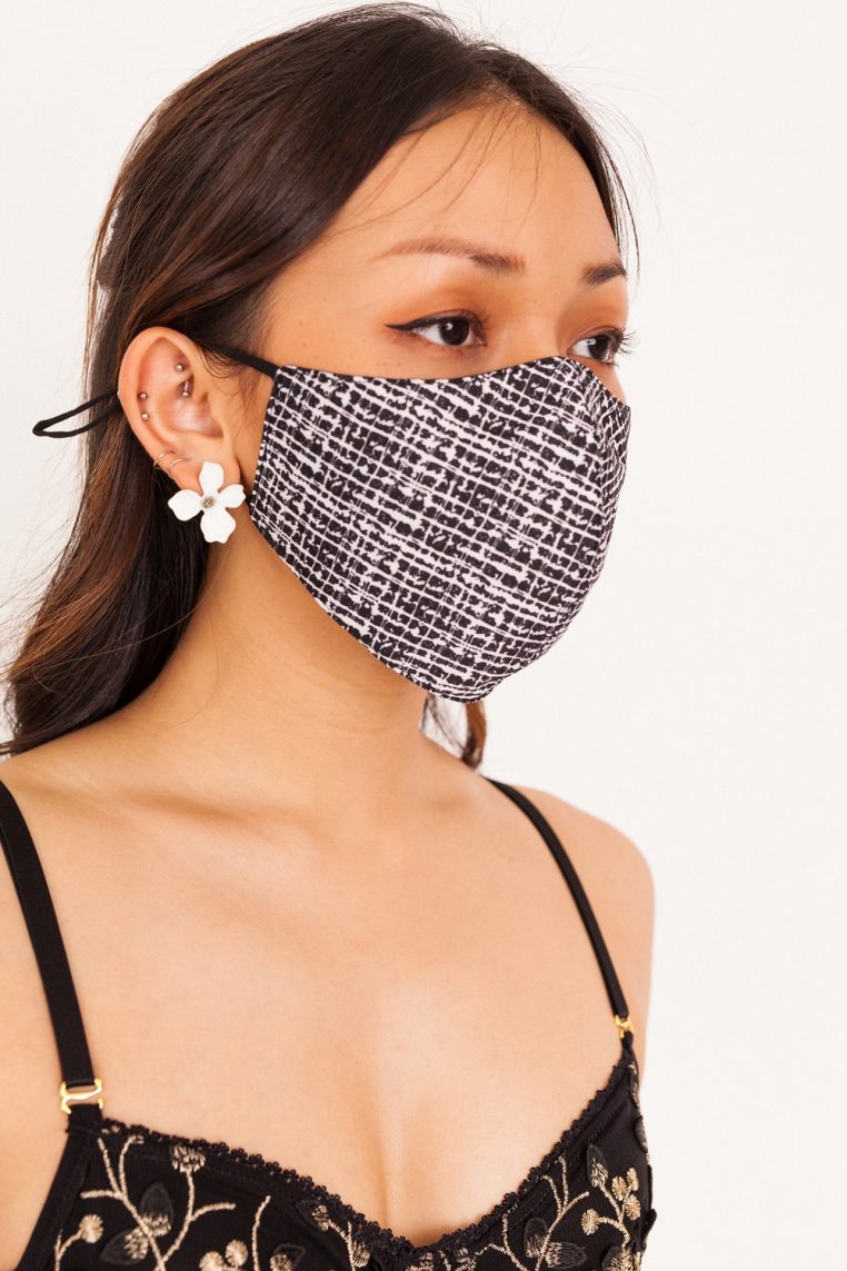 Monochrome Print Face Mask – Tweed - Image 9
