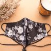 Head Loop Cosmo Floral Print Face Mask - Black