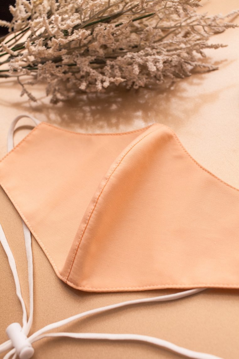 Head Loop Pastel Combed Cotton Face Mask - Peach - Image 3