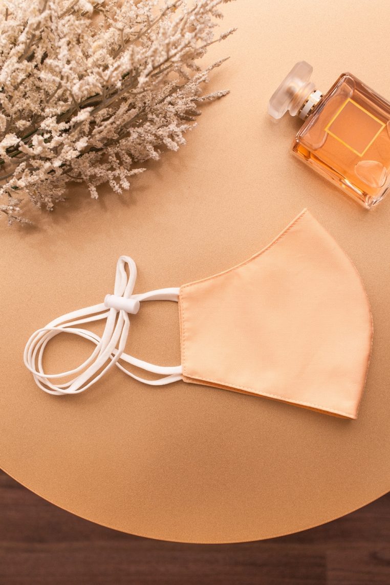 Head Loop Pastel Combed Cotton Face Mask - Peach - Image 5