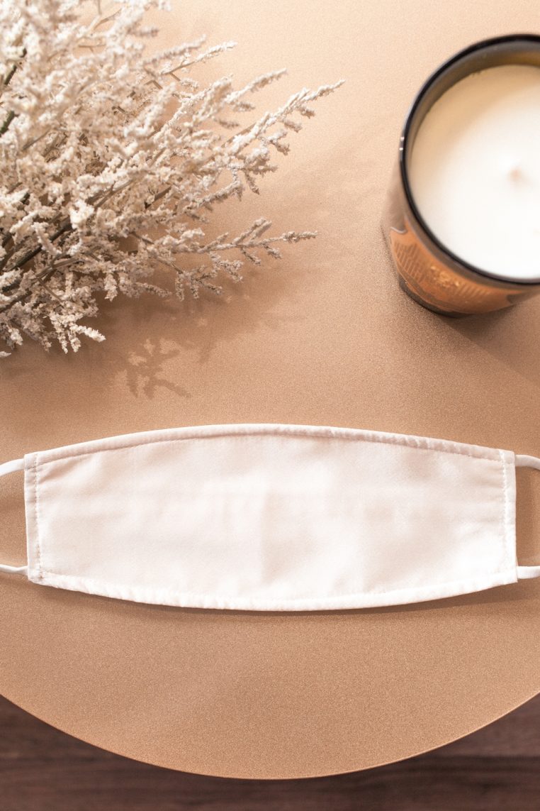Origami Charmeuse Satin Face Mask - Off White - Image 6