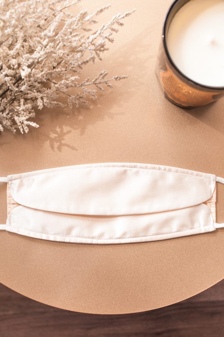 Origami Charmeuse Satin Face Mask - Off White - Image 7