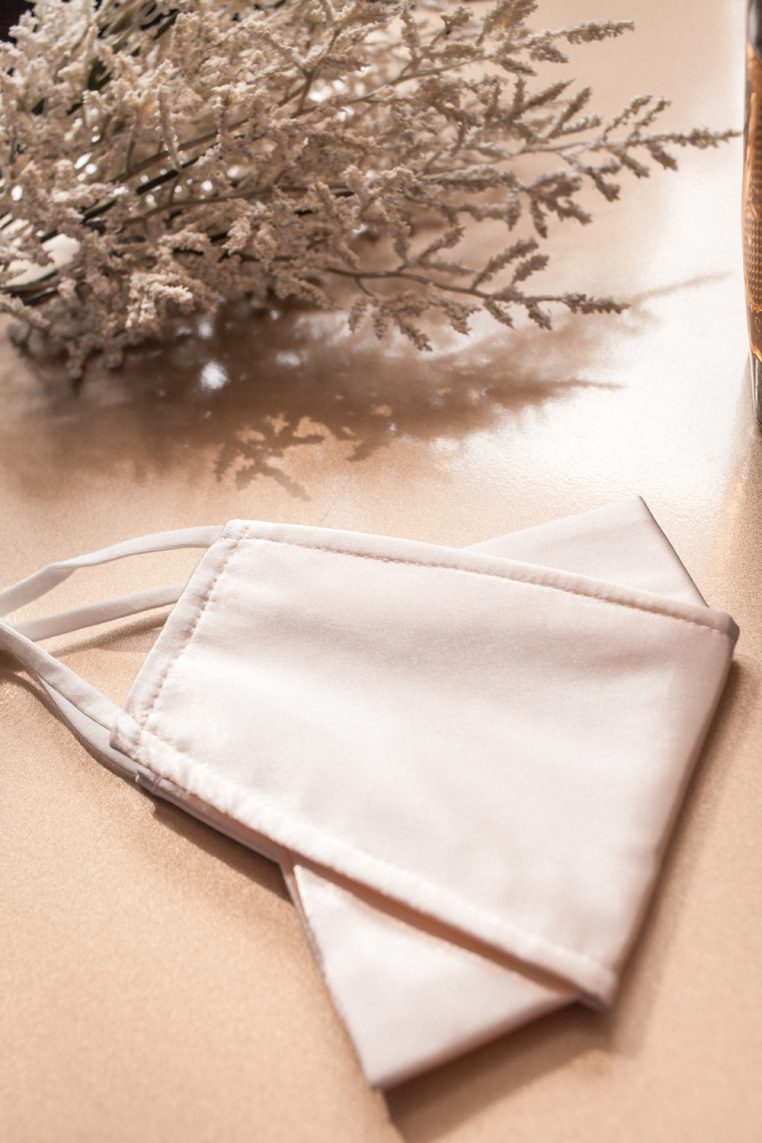 Origami Charmeuse Satin Face Mask - Off White - Image 8