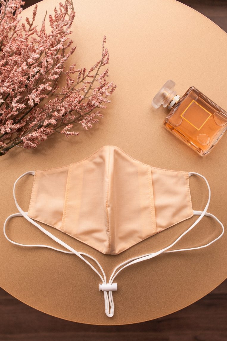 Head Loop Charmeuse Satin Face Mask - Blush - Image 5