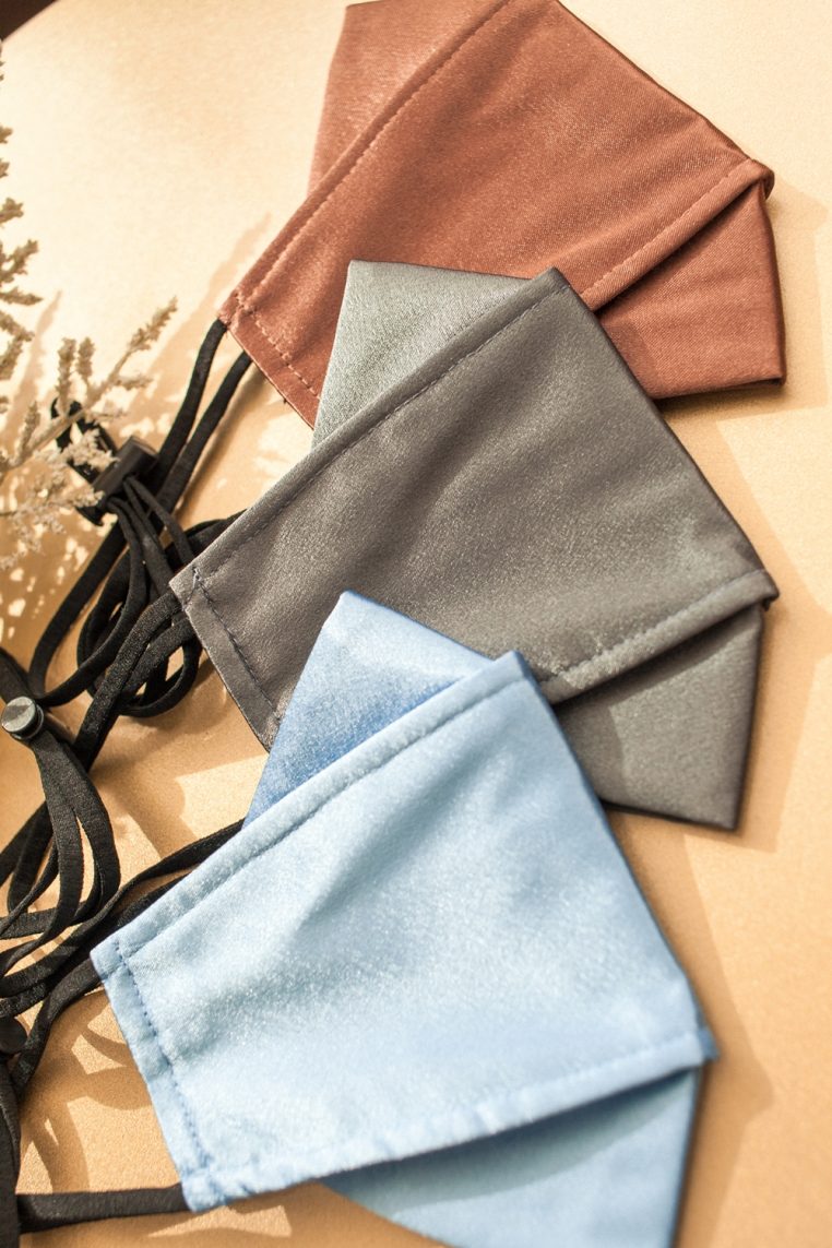 Origami Head Loop Charmeuse Satin Face Mask - Bronze - Image 3