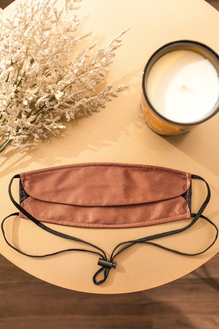 Origami Head Loop Charmeuse Satin Face Mask - Bronze - Image 8