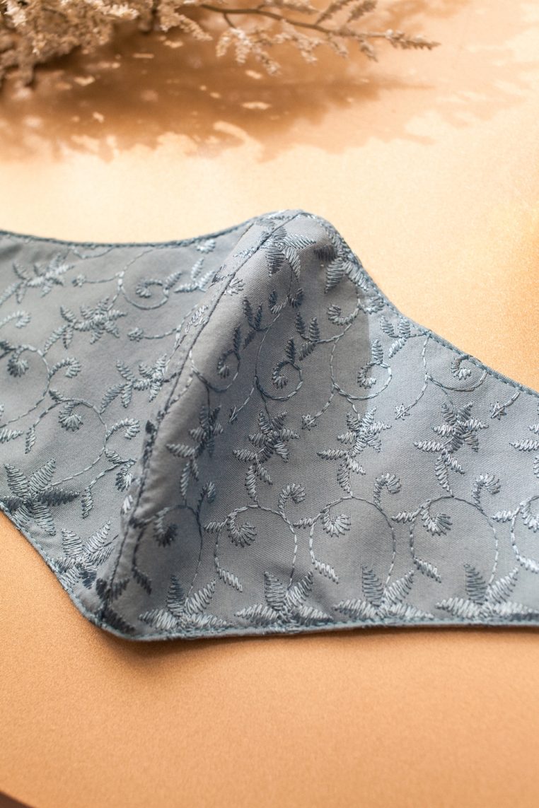 Cotton Embroidered Face Mask - Blue - Image 5