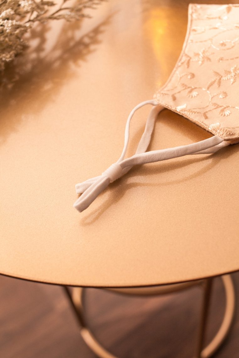 Cotton Embroidered Face Mask - Pale Yellow - Image 8
