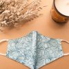 Sketch Floral Print Face Mask - Blue
