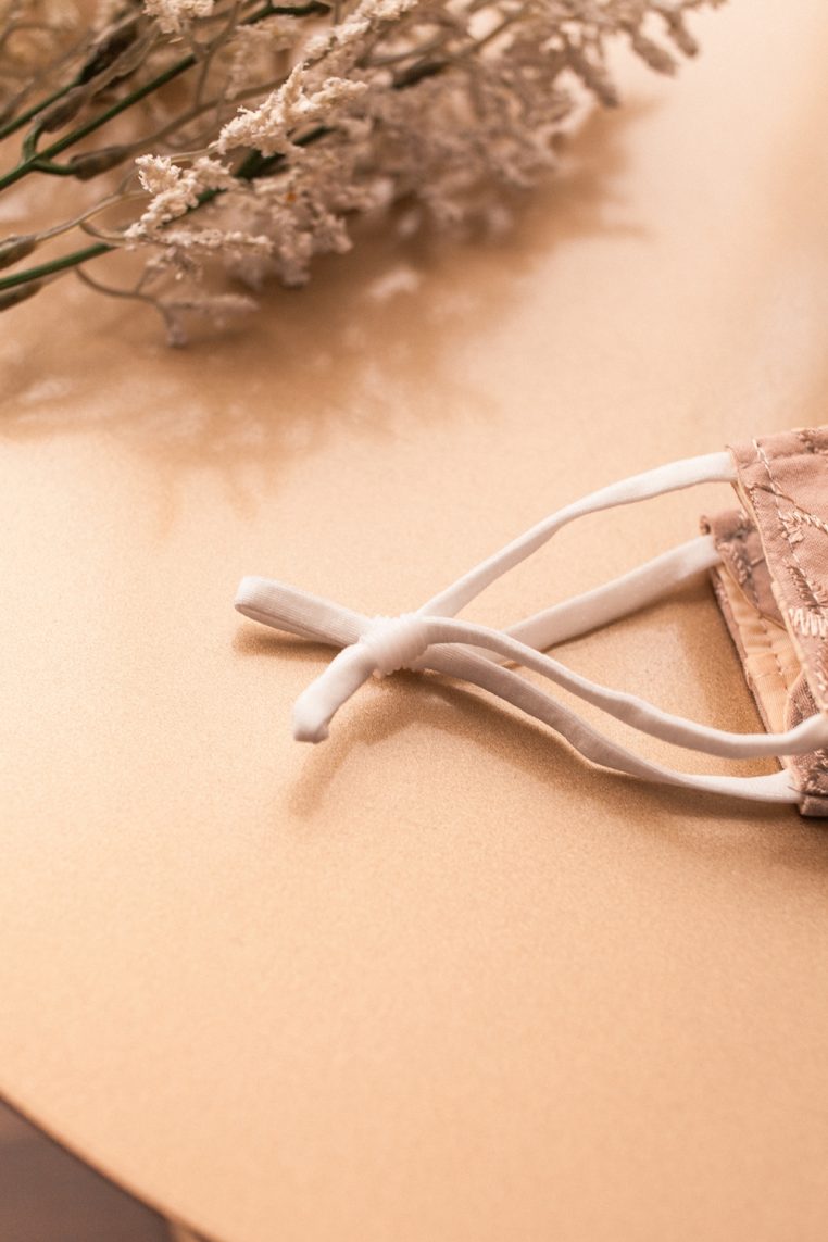Origami Cotton Embroidered Face Mask - Beige - Image 7