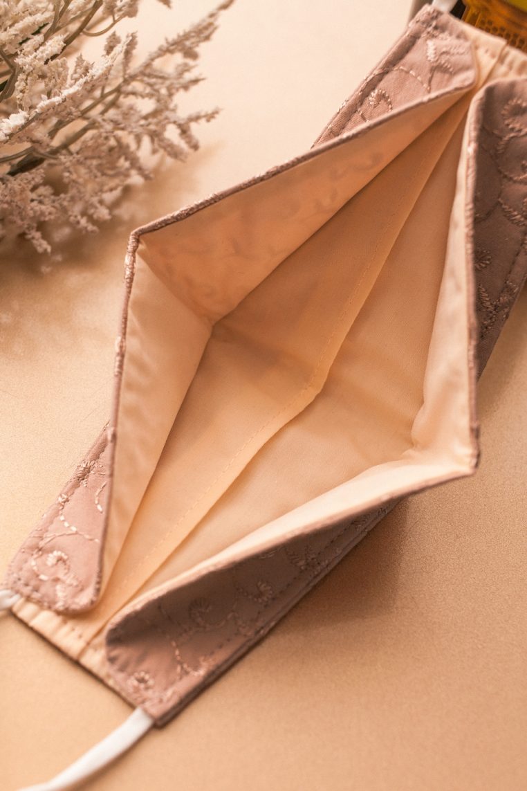 Origami Cotton Embroidered Face Mask - Beige - Image 8
