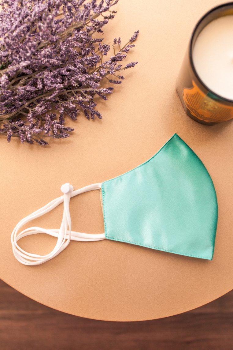 Head Loop Charmeuse Satin Face Mask - Mint - Image 4