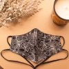 Head Loop Sketch Floral Print Face Mask – Black